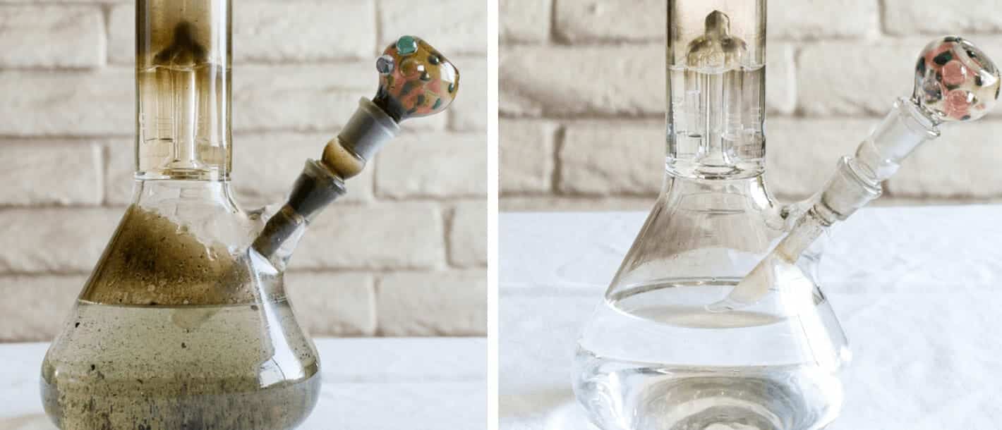 Bong reinigen mit „Schmand Weg“ – Vor- und nach der Bong-Reinigung