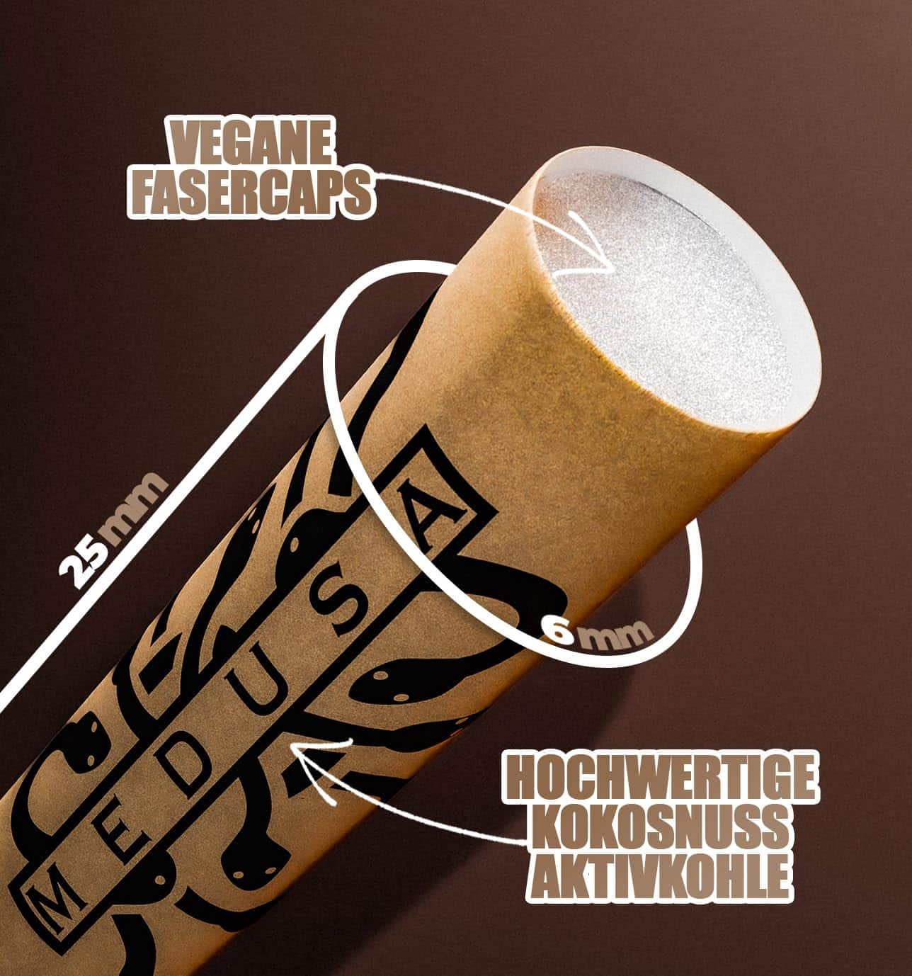 Das Aktivkohlefilter verstopfen ist mit den Medusa Aktivkohlefilter kein Problem mehr! Durch die Cellulose am Ende des Filters kann die Luft gleichmäßiger hindurchfließen.