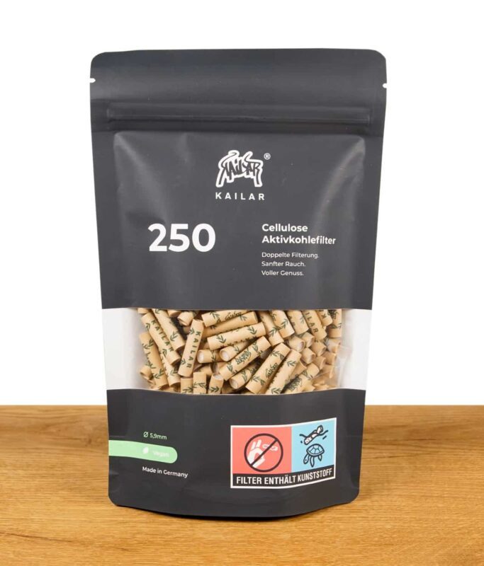 Kailar 250er Packung Cellulose Aktivkohlefilter – Produktansicht