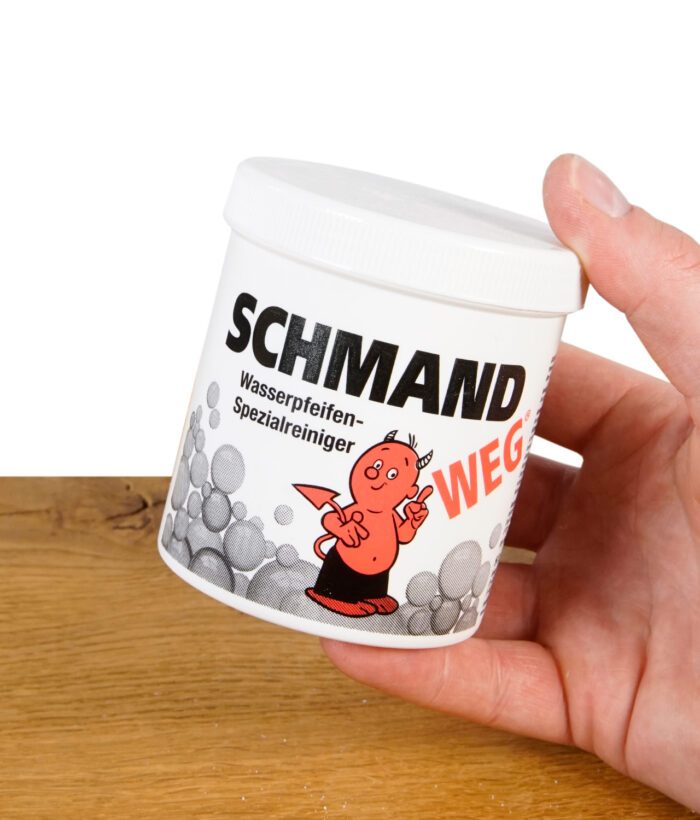 Schmand Weg Reiniger für Bongs und Pfeifen – Produkt in der Hand gehalten