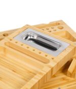 RAW Triple Flip Rolling Tray – Edelstahl-Schale in Bambusplatte eingebettet