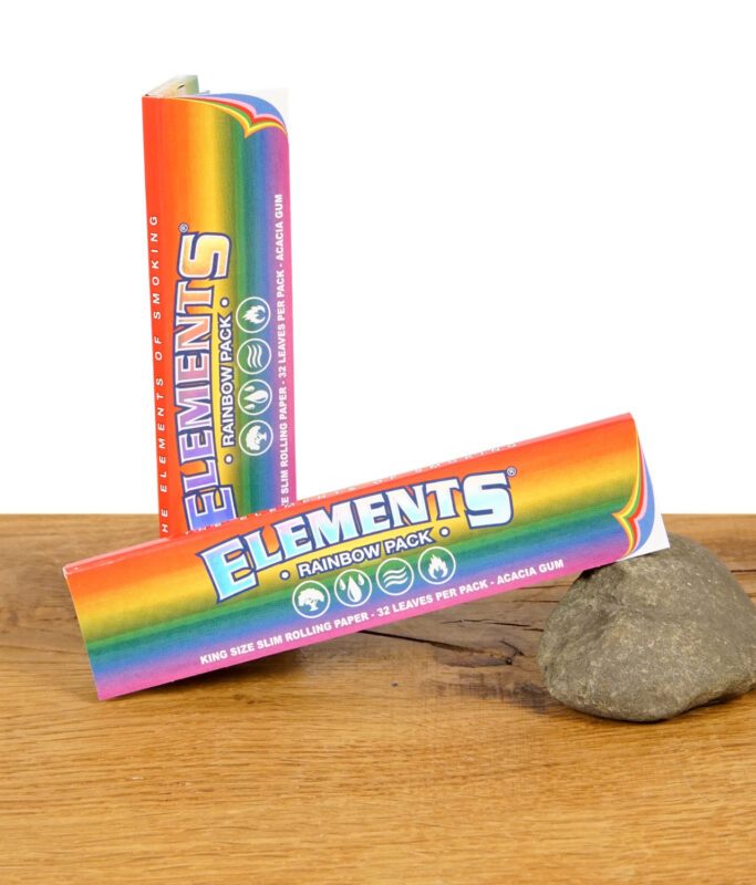 Elements Rainbow Pack King Size Slim – farbige Drehpapiere aus Reispapier mit Acacia-Gum