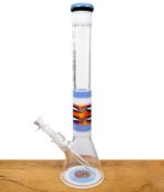 Komplette Blaze Beakerbong 7mm mit Farbverlauf und auffälligem Wig Wag Muster auf stabilem Rundfuß