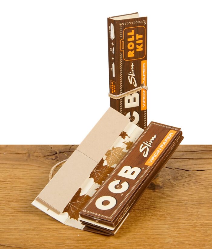 Komplett ausgeklapptes OCB Roll Kit Virgin Slim mit Zubehör