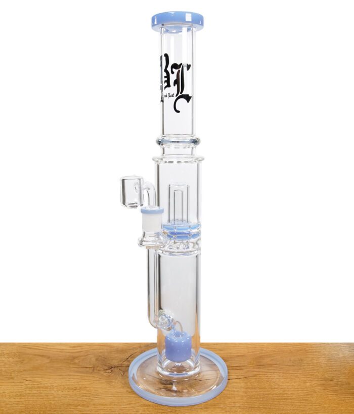 Black Leaf Glasbong mit Perkolator und blauem Akzent