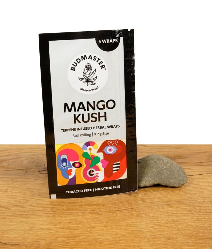 Budmaster Mango Kush Packung mit grafischem Design, aufrecht positioniert