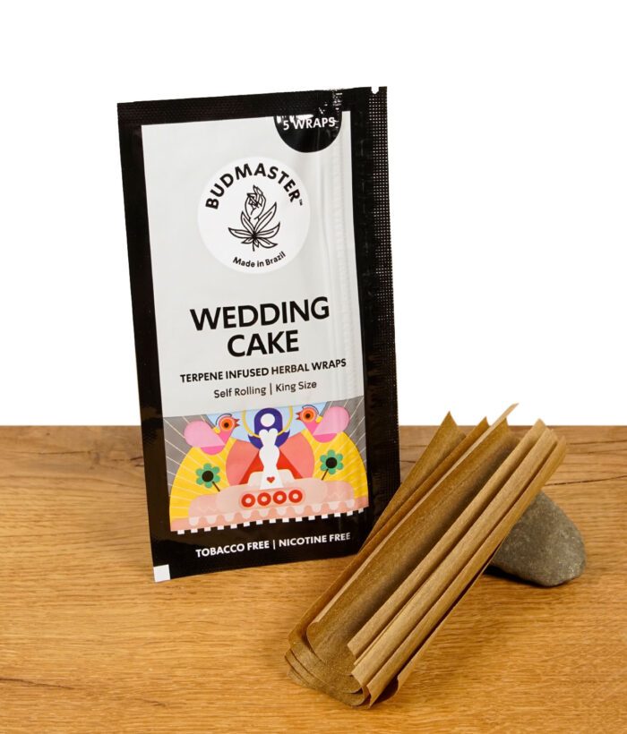 Budmaster Wedding Cake Packung mit fünf Blunts und farbenfroher Illustration