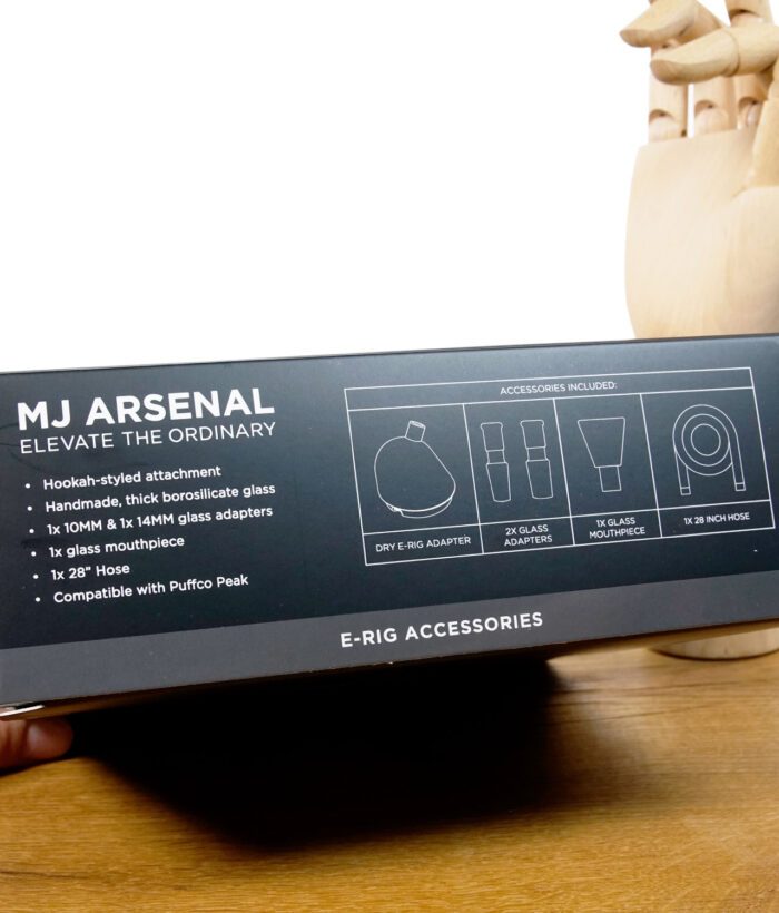 Verpackungsseite mit Zubehörübersicht und Produktdetails zum MJ Arsenal "The Bridge"