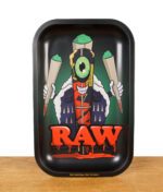 RAW Rolling Tray Black Cone Monster Small – schwarze Metall-Tabakschale mit Comic-Motiv eines einäugigen RAW-Cones