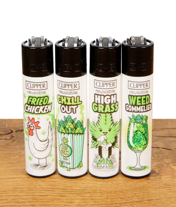 Clipper Feuerzeug Weed Slogan 4er Set