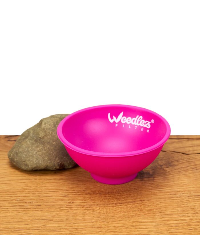 Weedlez Mischschale in kräftigem Pink aus rutschfestem Silikon mit Logo