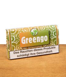 Geschlossene Packung der Greengo Kräutermischung mit Warnhinweis auf der Vorderseite.