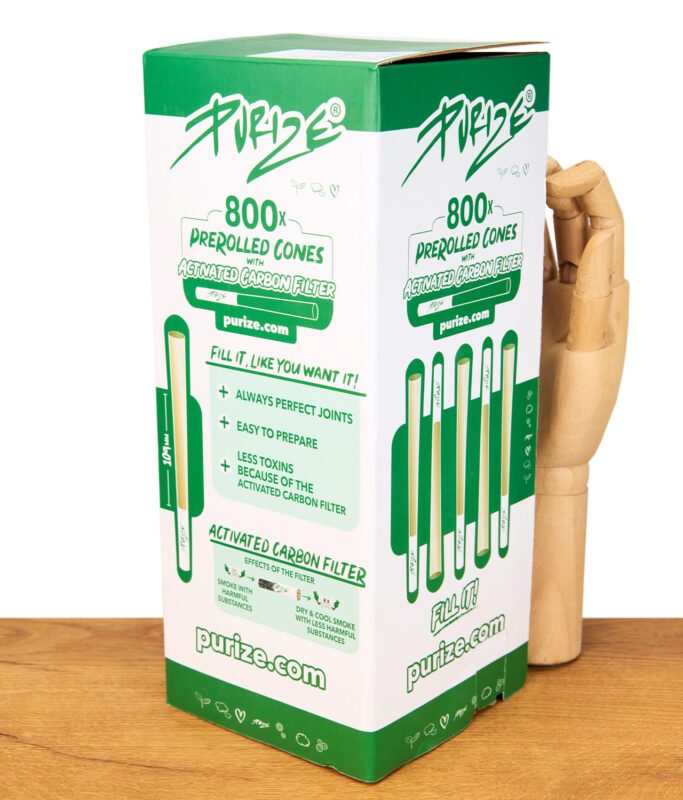 PURIZE Pre-Rolled Cones mit Aktivkohlefilter im 800er Vorteilspack