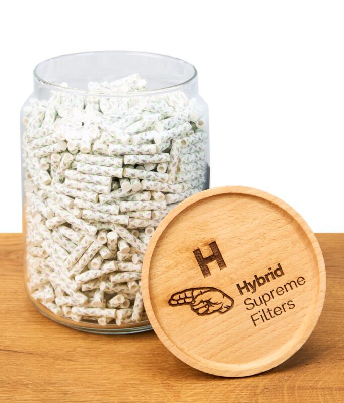 1000er Glas der weißen Hybrid Aktivkohlefilter mit Holzdeckel