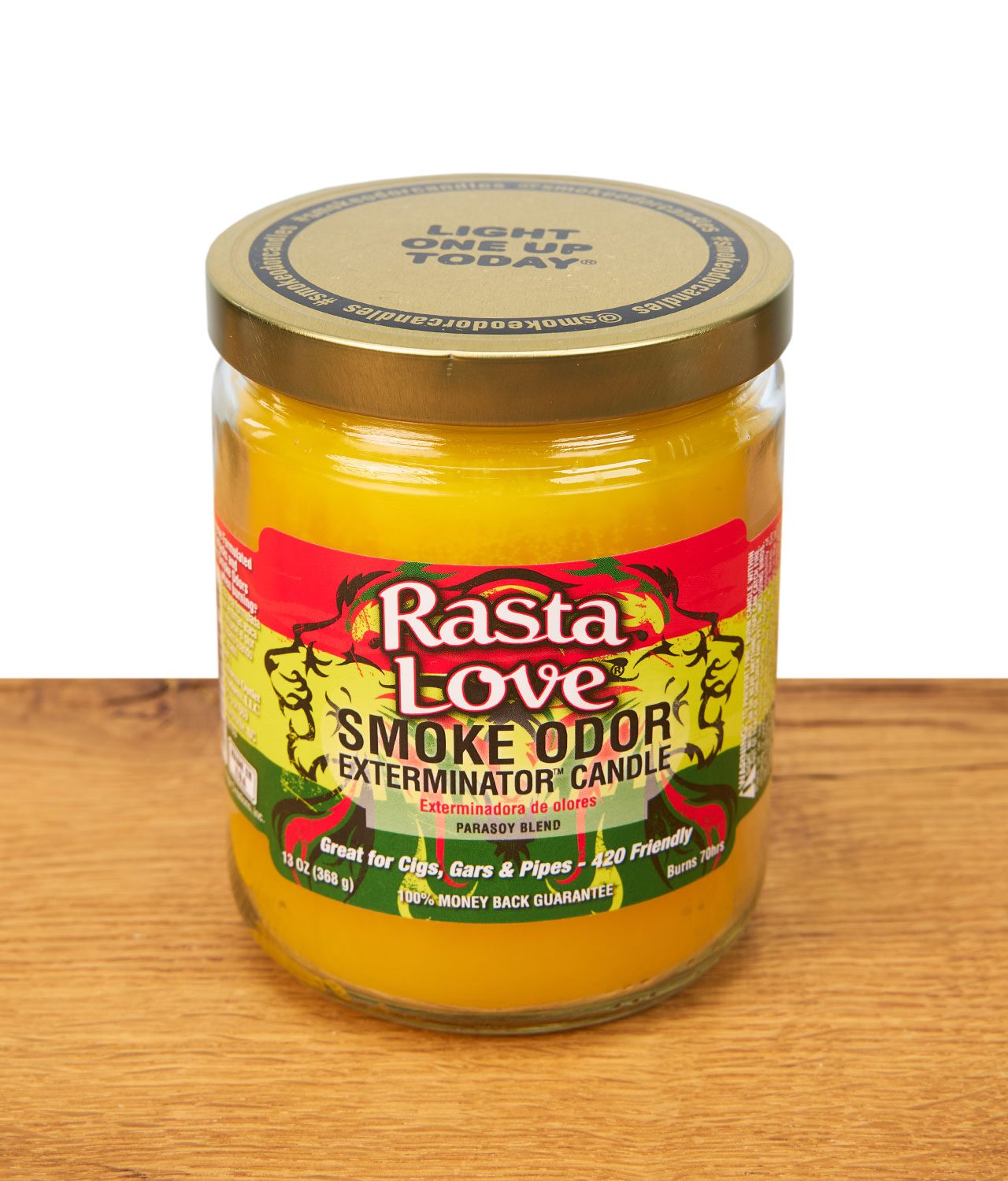 smoke-odor-rasta-love-jpg Bunte "Rasta Love" Duftkerze im Glas auf Holz präsentiert