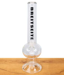 Klassische Breitseite Glasbong 40cm Höhe, schwerer Glasfuß und Kickloch, perfektes Modell für kräftige Züge