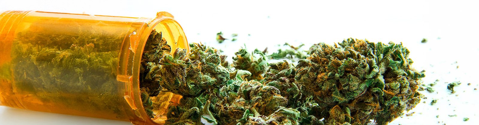 Medizinisches Cannabis oft trocken – Abbildung zeigt trockenes Gras neben oranger Dose von der Apotheke.