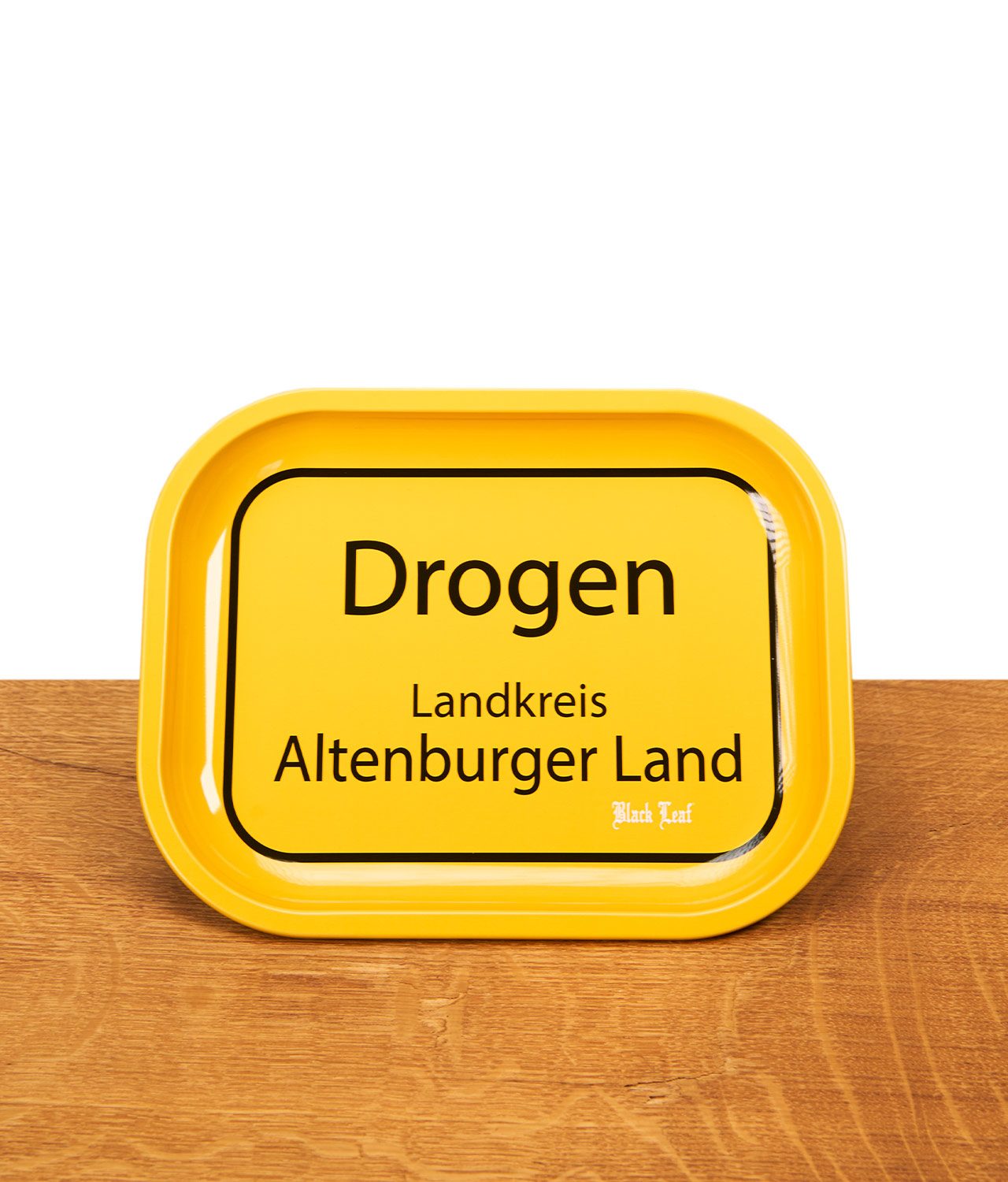 black-leaf-landkreis-drogen-rolling-tray-mini-jpg Rolling Tray mit Ortsschild Drogen und Black Leaf Logo