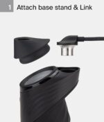 Aufsetzen der Silikon-Schutzhülle und des Link-Kabels auf die Peak Pro V2 Base in Onyx.