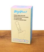 Rückseite der Originalverpackung des Big Fun Peak Top auf einer Holzfläche. Die Box listet Details wie Borosilikatglas und Kompatibilität.