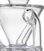 Nahaufnahme der drei charakteristischen Recycler-Arme der MJ Arsenal Triad Dab Rig Funktion.