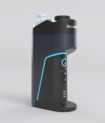 Studioaufnahme des Dr. Dabber Switch GO E-Rigs in Dreiviertelansicht mit blau leuchtender LED.